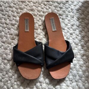 Steve Madden Black Crisscross Slide Sandals